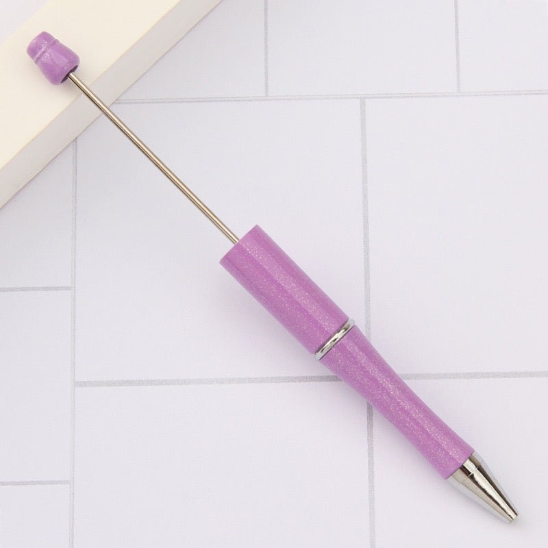 153F. Beadable DIY pink and purple gliter pen - Romo bead